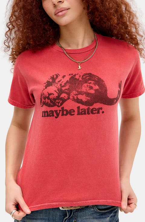 Maybe Later Cat Graphic T-Shirt