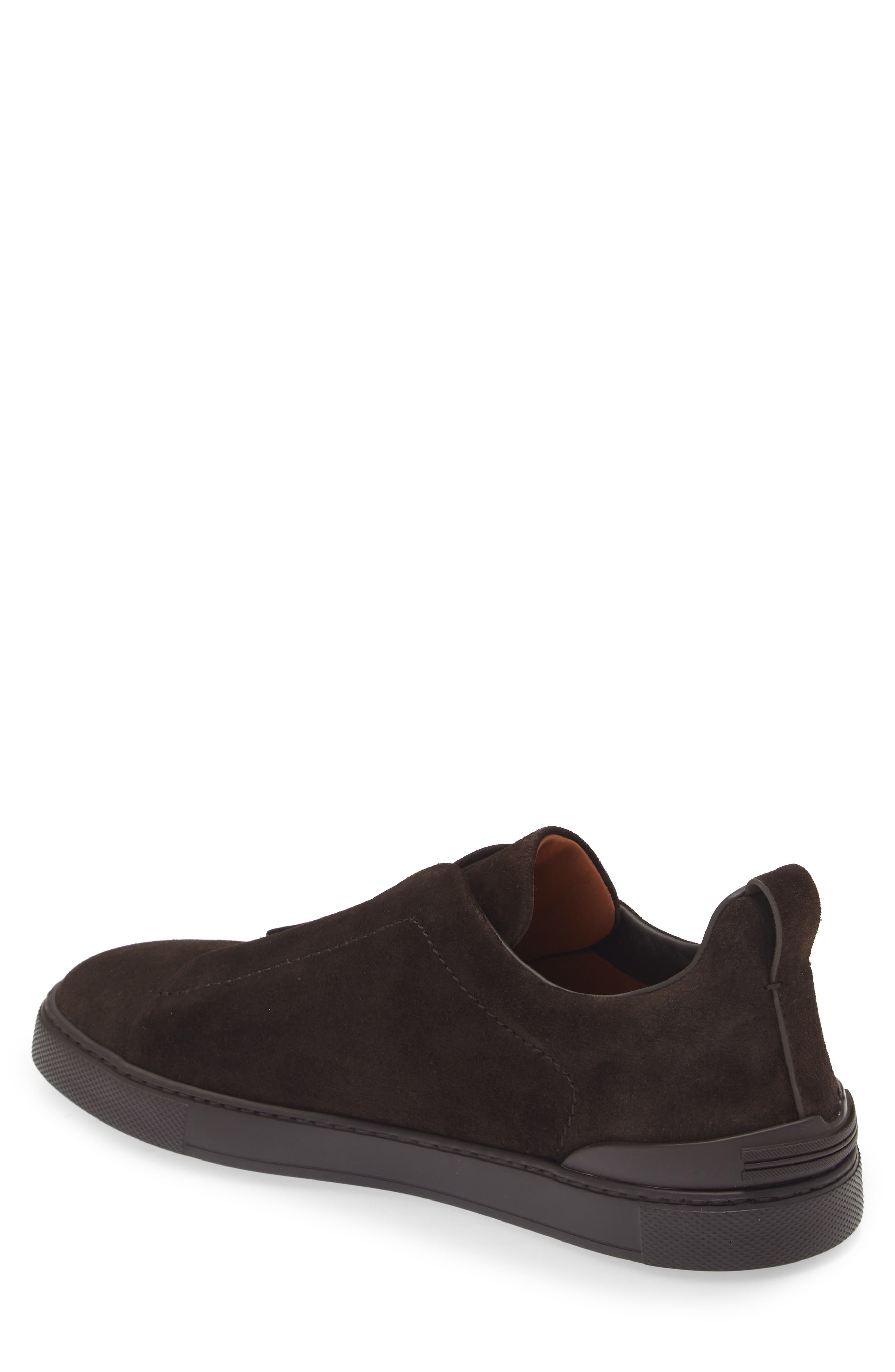 ZEGNA Triple Stitch Suede Slip-On Sneaker, Alternate, color, Brown