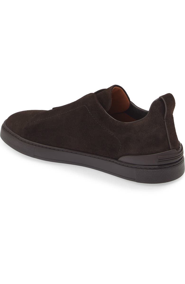 ZEGNA Triple Stitch Suede Slip-On Sneaker, Alternate, color, Brown