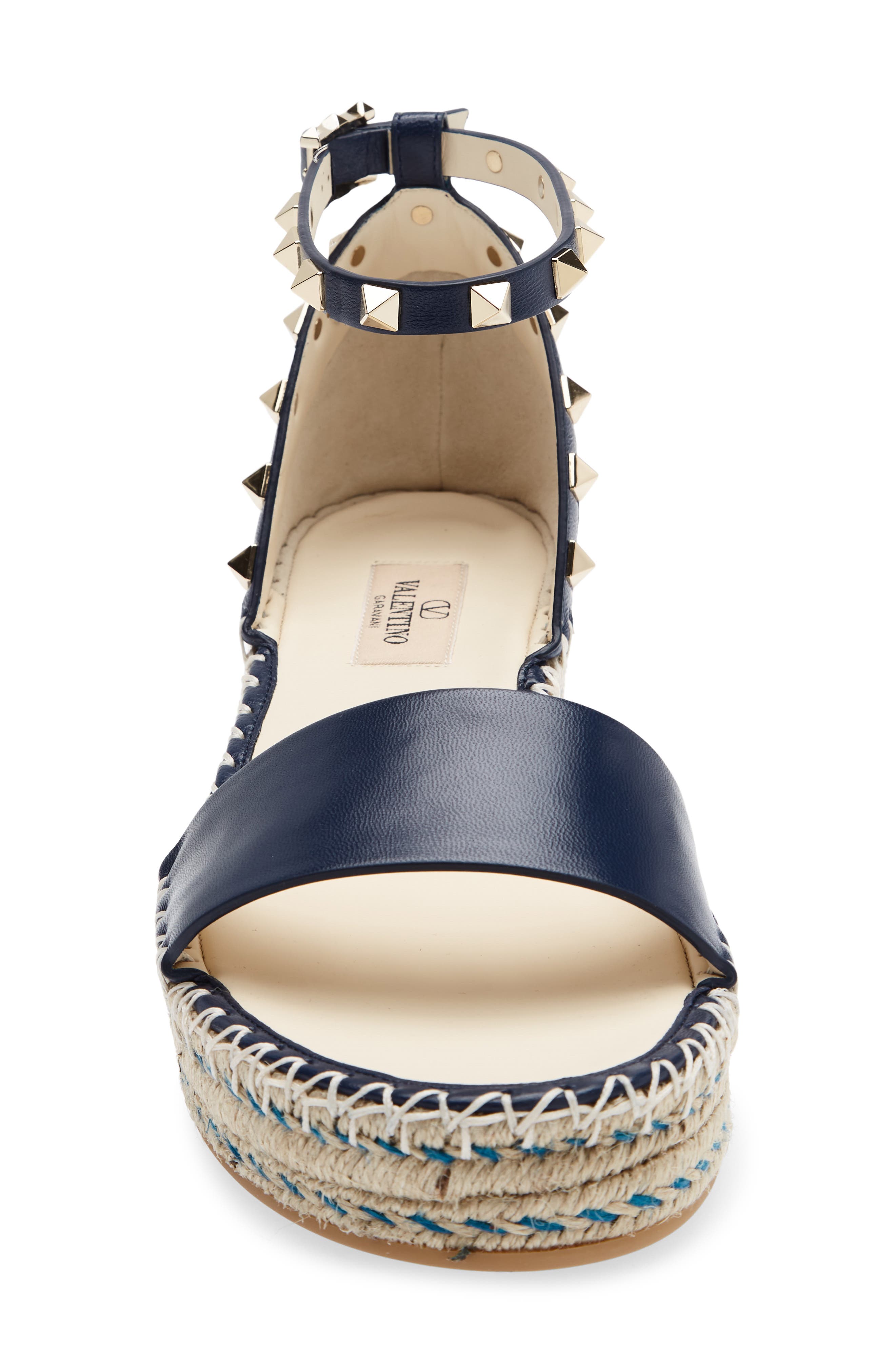 Rockstud Espadrille Wedge Sandal, Alternate, color, NAVY