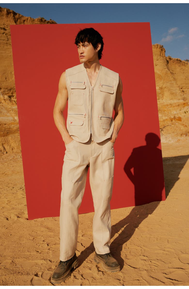 PCFG Linen Blend Free Heaven Vest With Pocket, Alternate, color, Beige