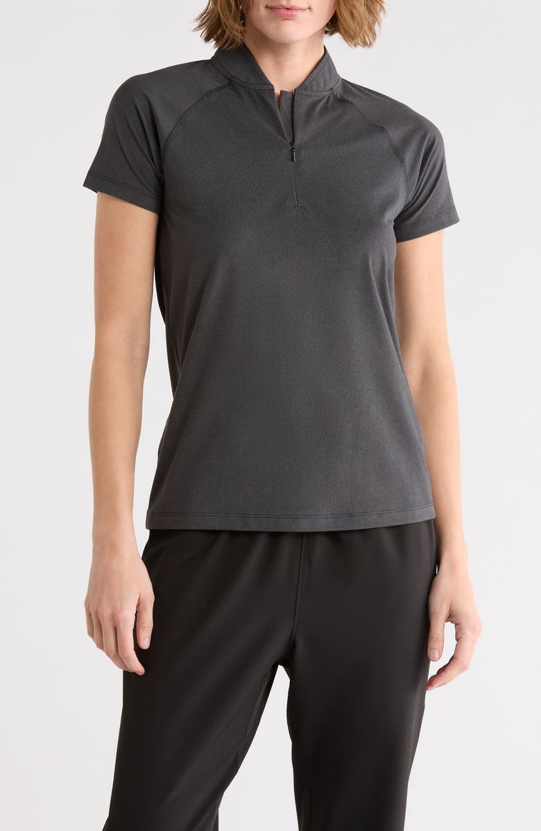 Swannies Quinn Half Zip Knit Polo, Main, color, Black Heather