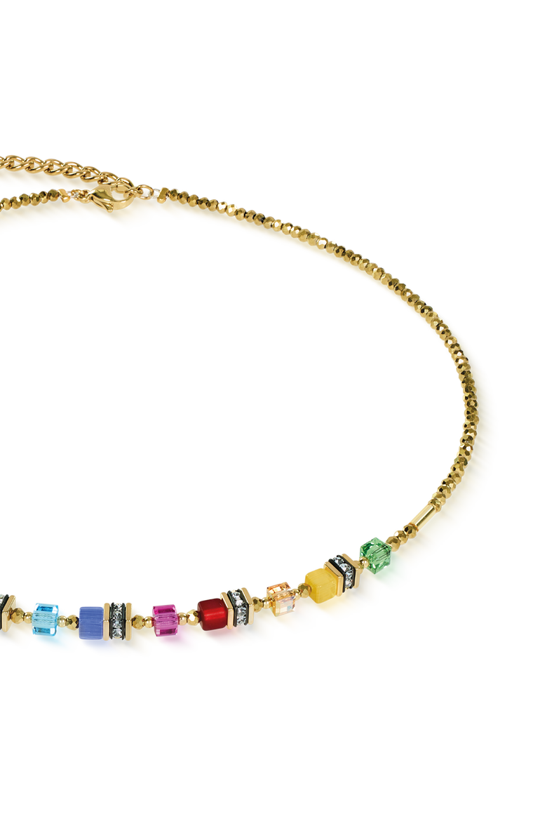 Necklace Mini Cubes multicolor rainbow gold, Alternate, color, Rainbow Gold