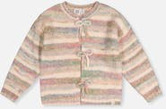 Deux par Deux Bow Appliqué Button Front Knitted Cardigan