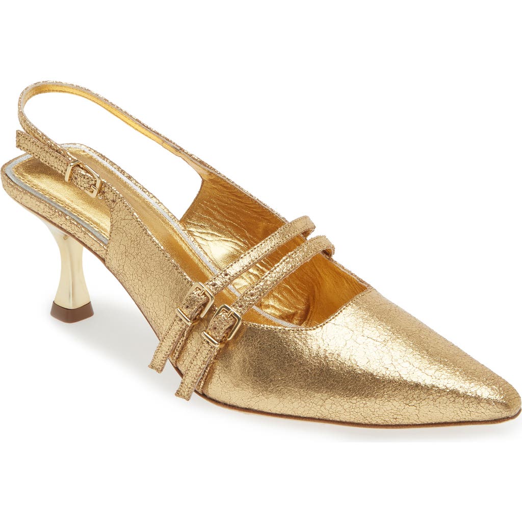 Kaanas Kaia Double Strap Slingback Pump In Gold