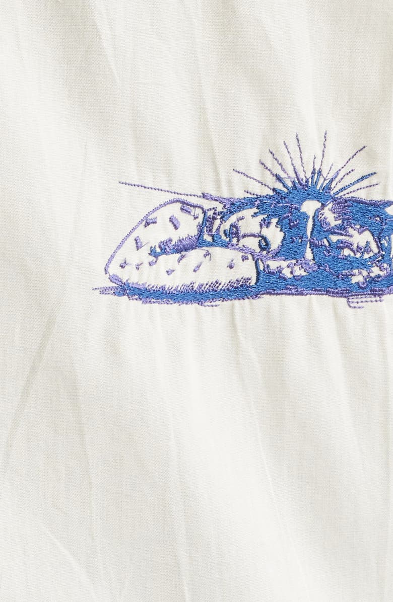 JUNGLES Live Life with Ease Embroidered Short Sleeve Poplin Button-Up Shirt, Alternate, color, Birch