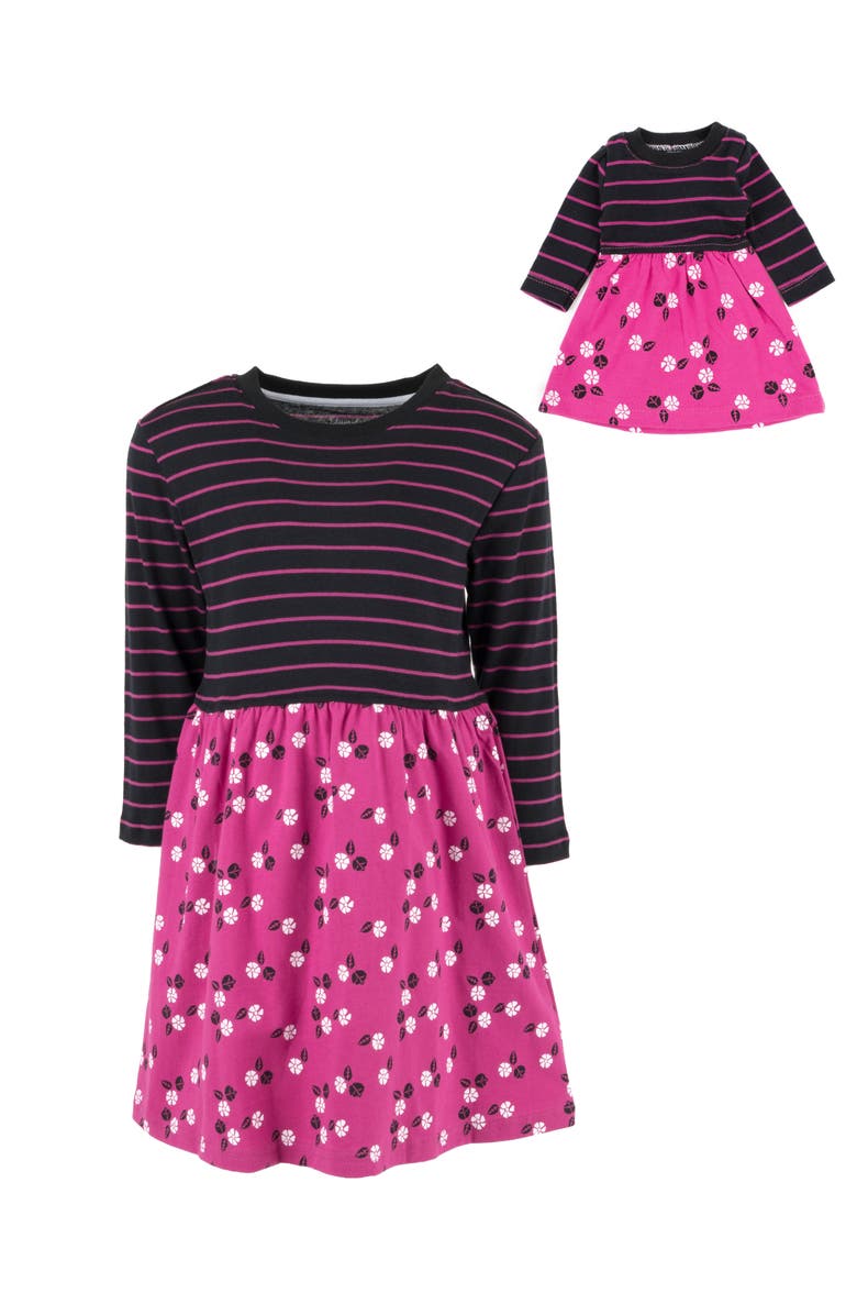 Leveret Girls Skirt Dress with Matching Doll Dress, 100% Cotton, Alternate, color, Flower
