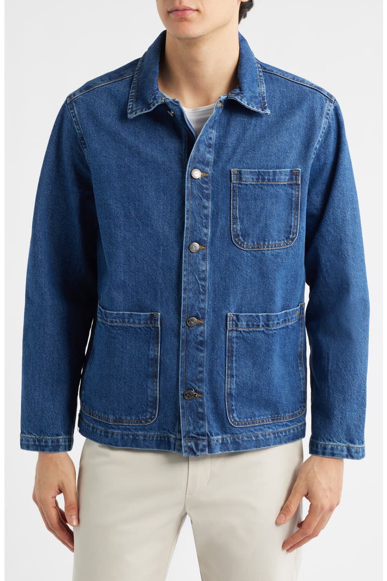 Gove Cotton Denim Chore Coat, Alternate, color, MID WASH BLUE