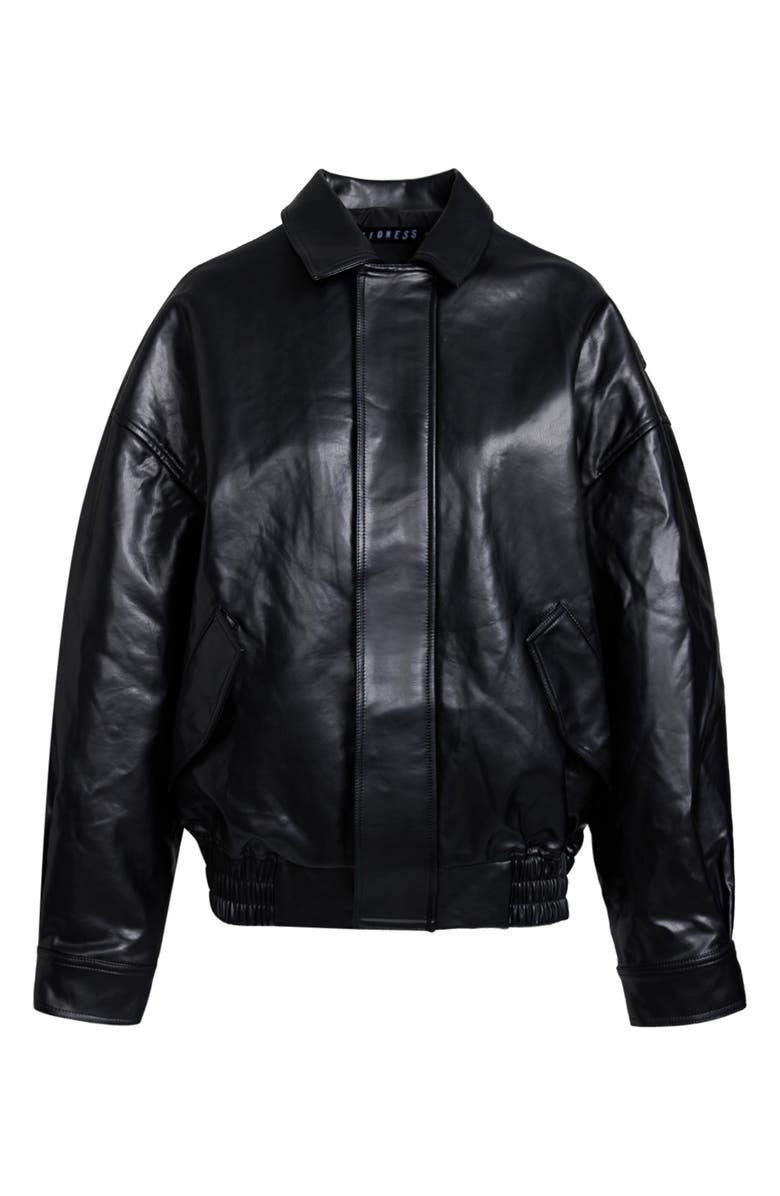 LIONESS Kenny Oversize Faux Leather Bomber Jacket, Alternate, color, 