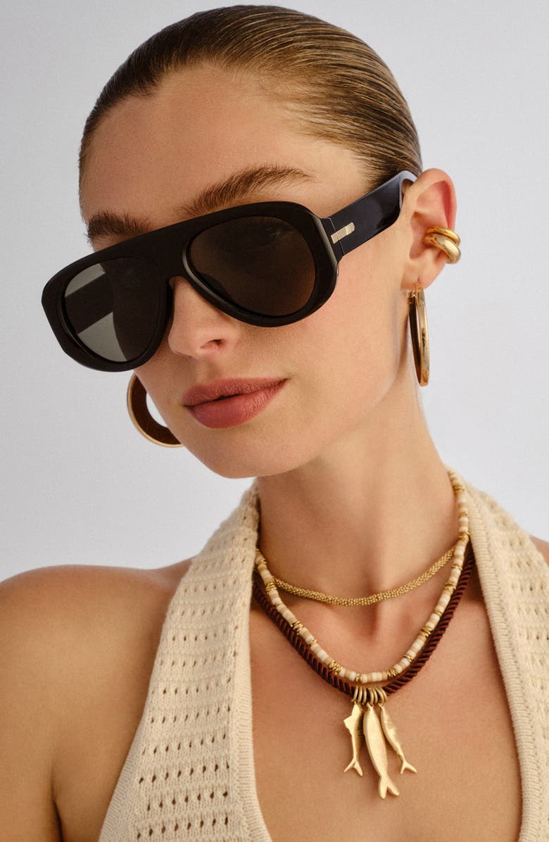 Le Specs Dream Boat 57mm Polarized Aviator Sunglasses, Alternate, color, Black / Khaki Mono Polarized