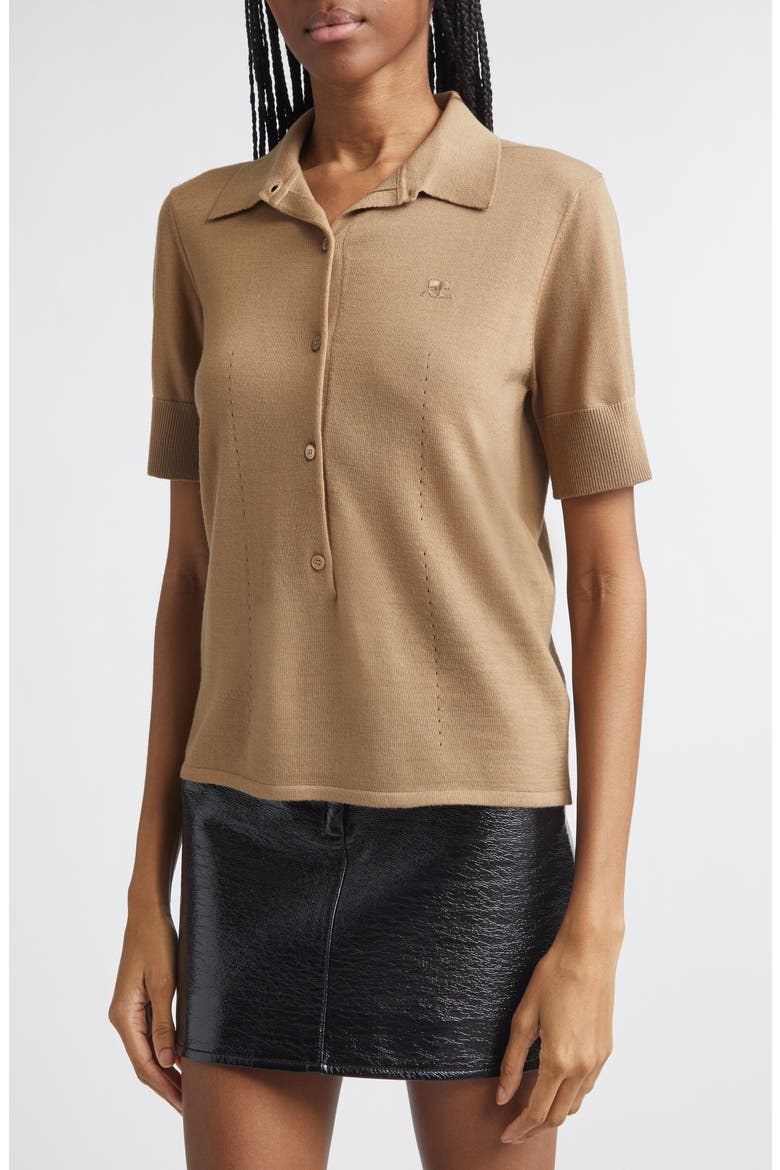 Merino Wool Polo, Alternate, color, SANDY BROWN