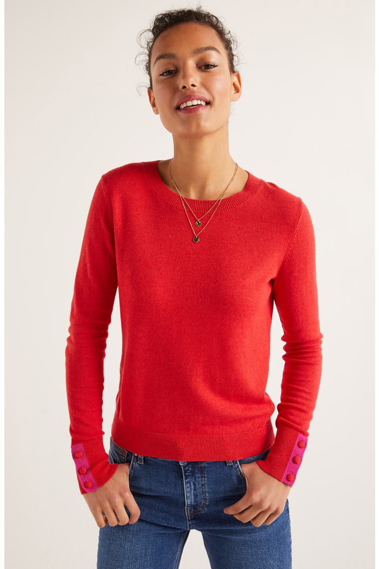 Dorset Button Back Sweater, Alternate, color, POST BOX RED