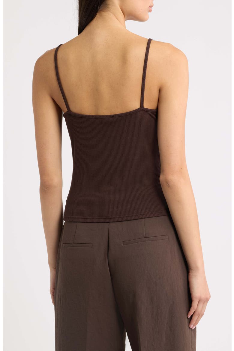Blondi Lace Trim Ribbed Camisole, Alternate, color, BROWN
