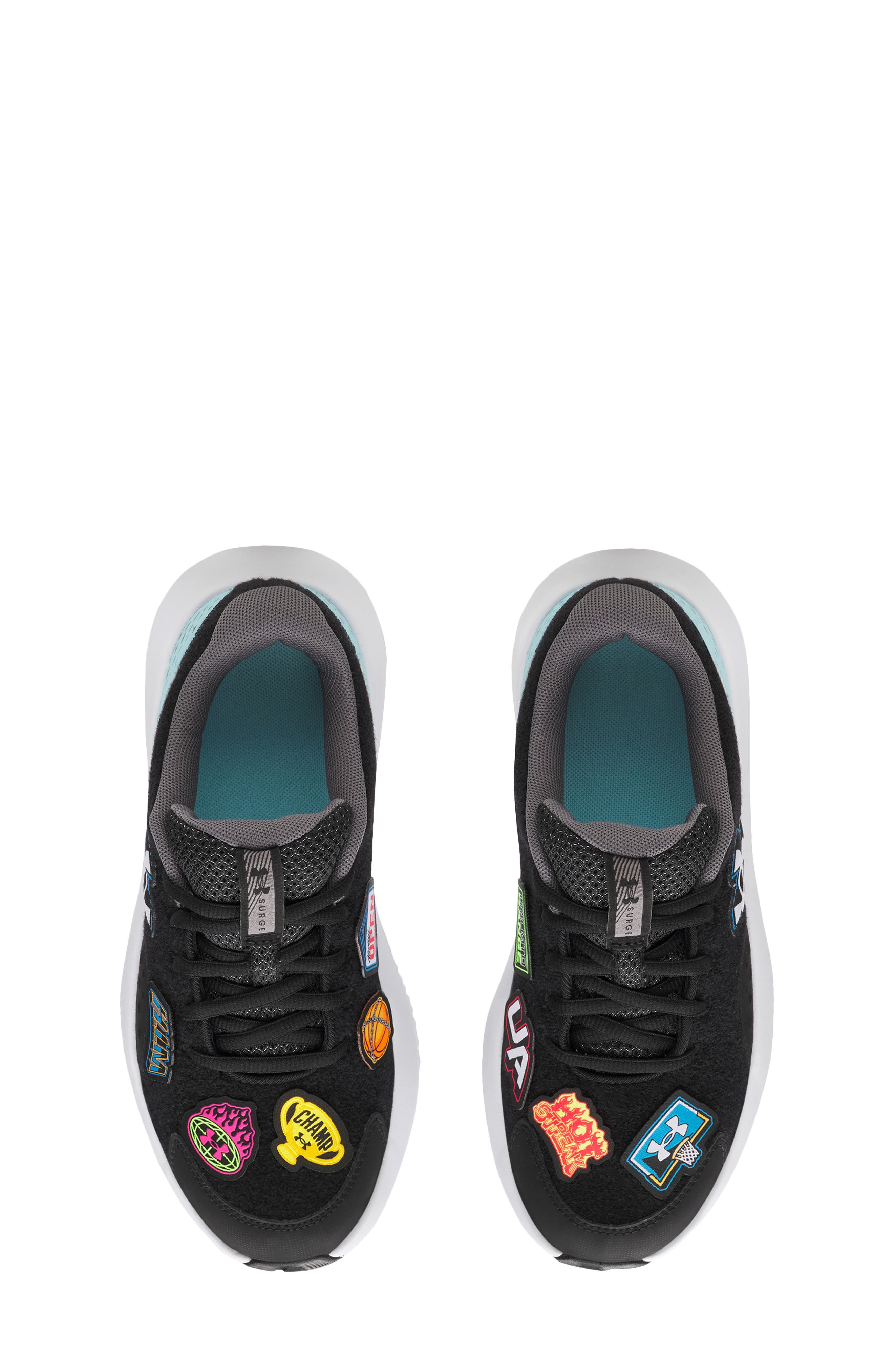 Under Armour Kids' Surge 4 Patches Running Shoe, Alternate, color, 001 Black