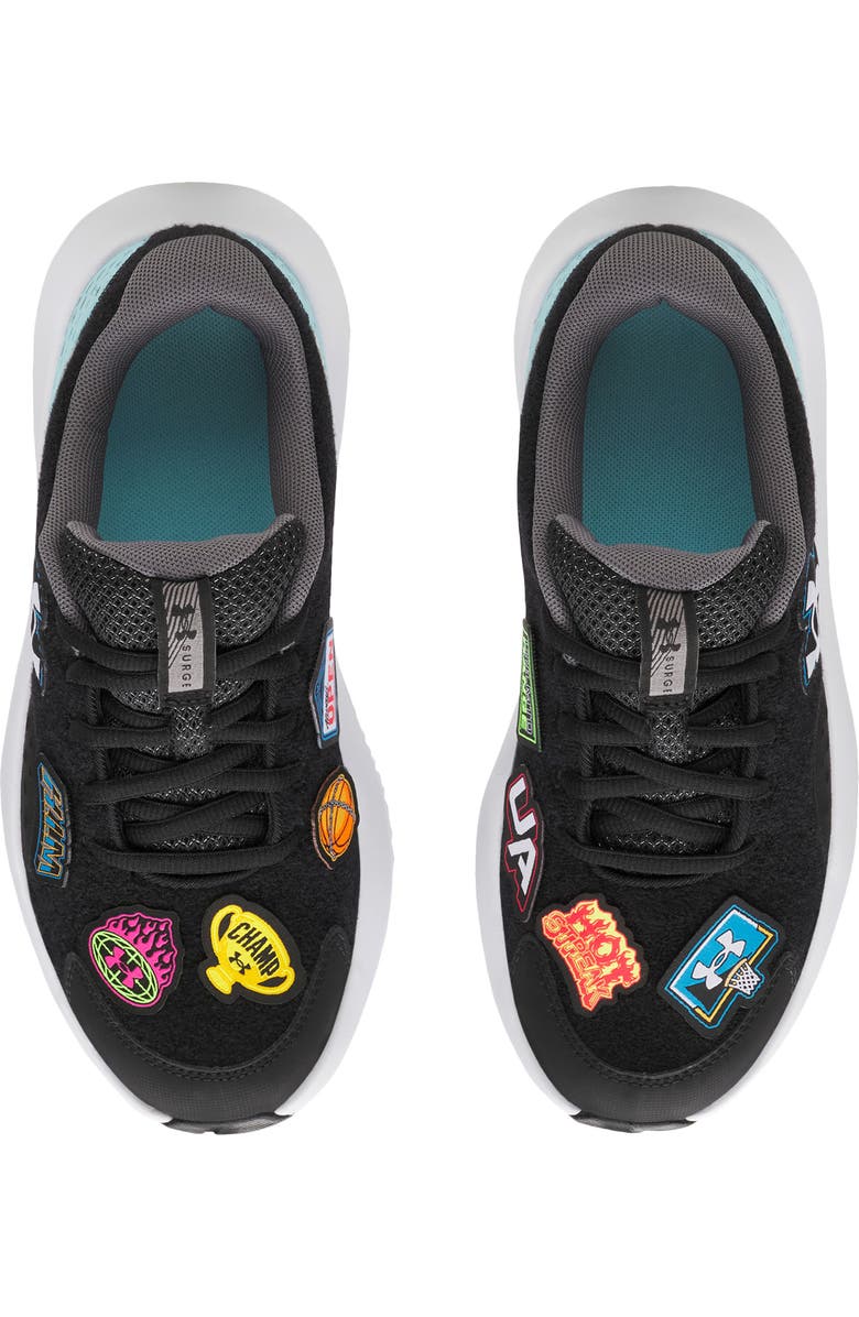 Under Armour Kids' Surge 4 Patches Running Shoe, Alternate, color, 001 Black
