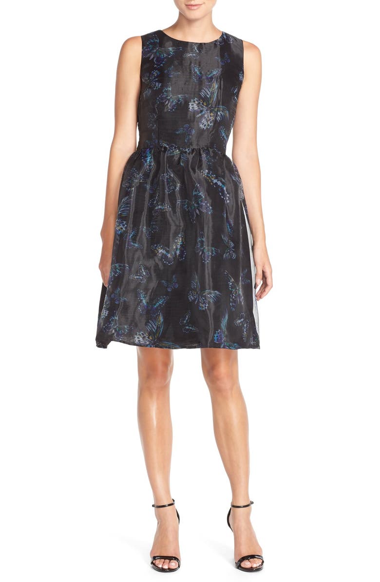 CeCe by Cynthia Steffe Print Organza Fit & Flare Dress, Alternate, color,