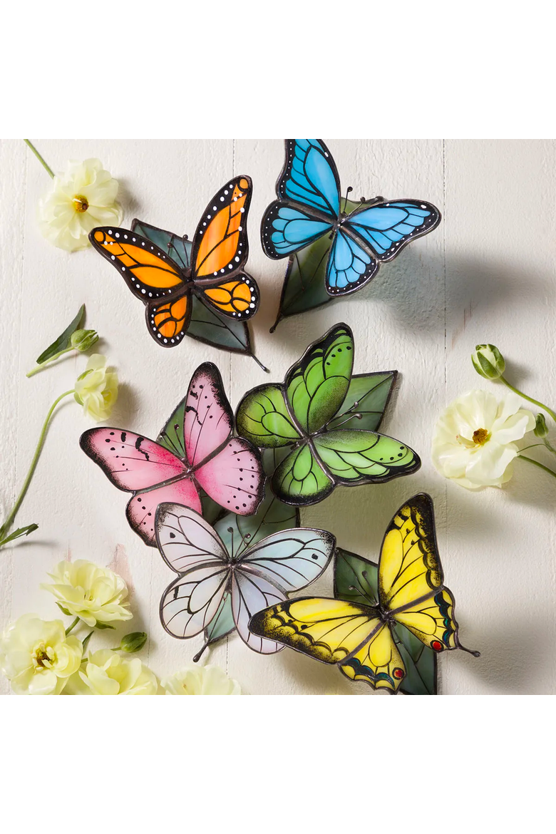 Stained Glass Butterflies with a Message, Alternate, color, Monarch (freedom, courage)