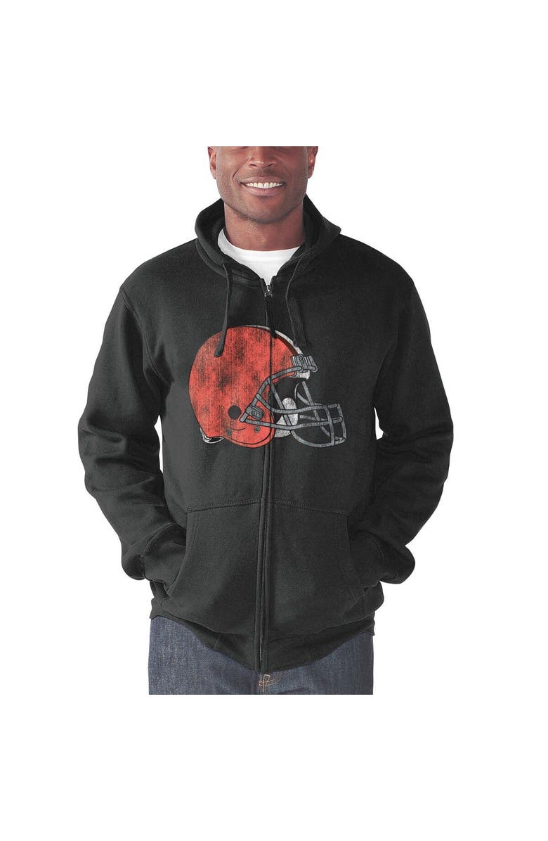 STARTER Men's G-III Sports by Carl Banks Charcoal Cleveland Browns Primary Logo Full-Zip Hoodie, Alternate, color, Charcoal