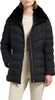 Moose Knuckles Belle Cote Genuine Shearling Collar Water Repellent 800 Fill Power Down Puffer Jacket