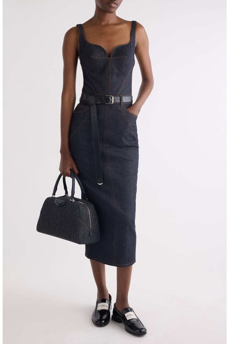 Kick Back Stretch Denim Dress, Alternate, color, DARK BLUE