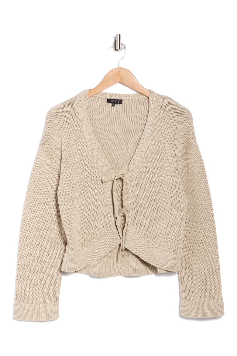 Front Tie Cardigan, Alternate, color, BIRCH