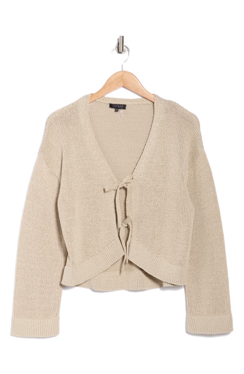 1.STATE Front Tie Cardigan, Main, color, Birch