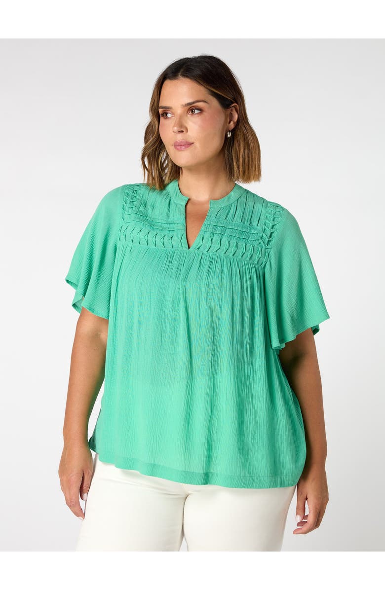 Live Unlimited Crinkle Smocked Top, Main, color, Green