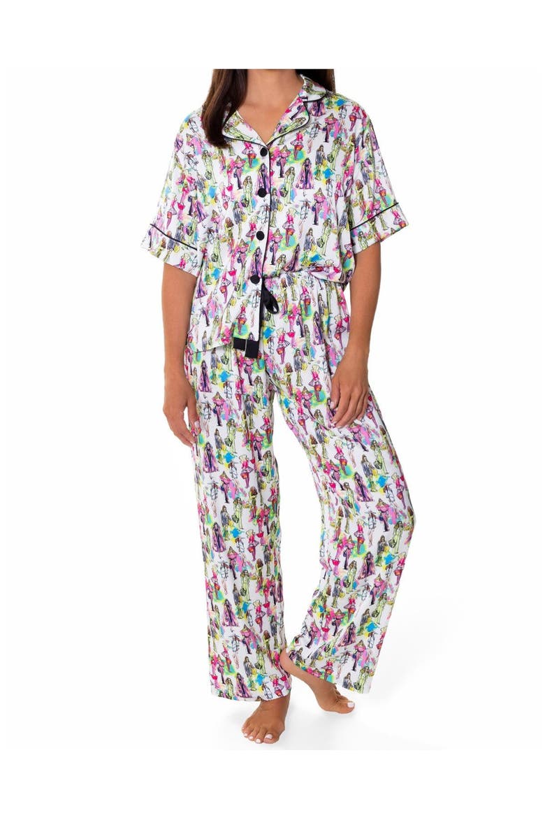 Fashionista Silky Short Sleeve Pants Set, Main, color, Multicolor