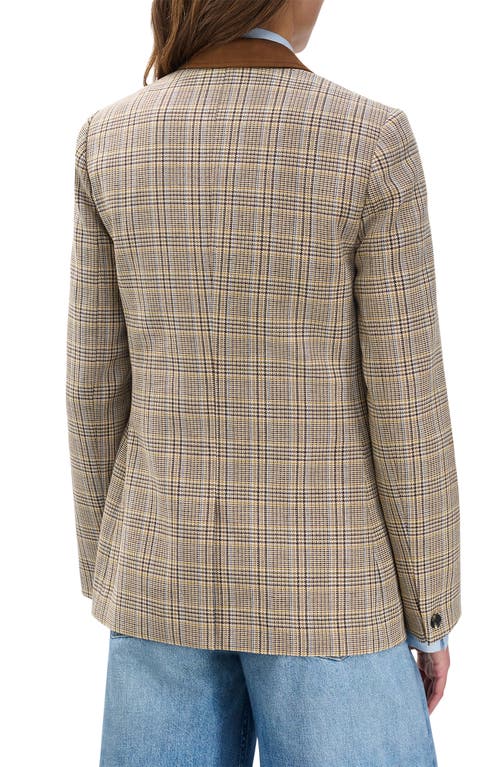Rag & Bone Evia Plaid Wool Blend Blazer In Gold