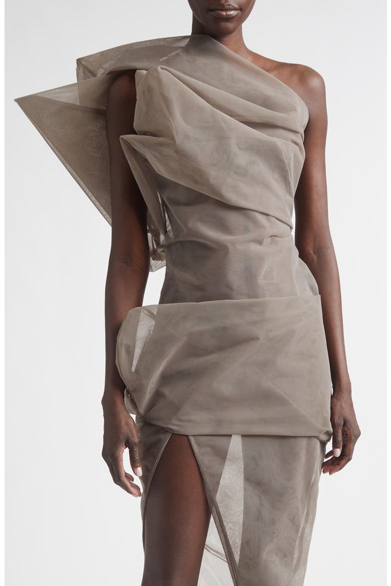 Claudia Sheer Tulle One-Shoulder Top, Main, color, DUST