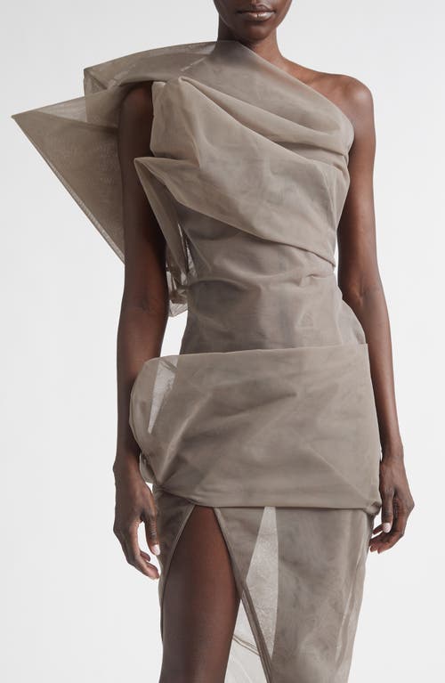 Rick Owens Claudia Sheer Tulle One-Shoulder Top in Dust at Nordstrom, Size 38