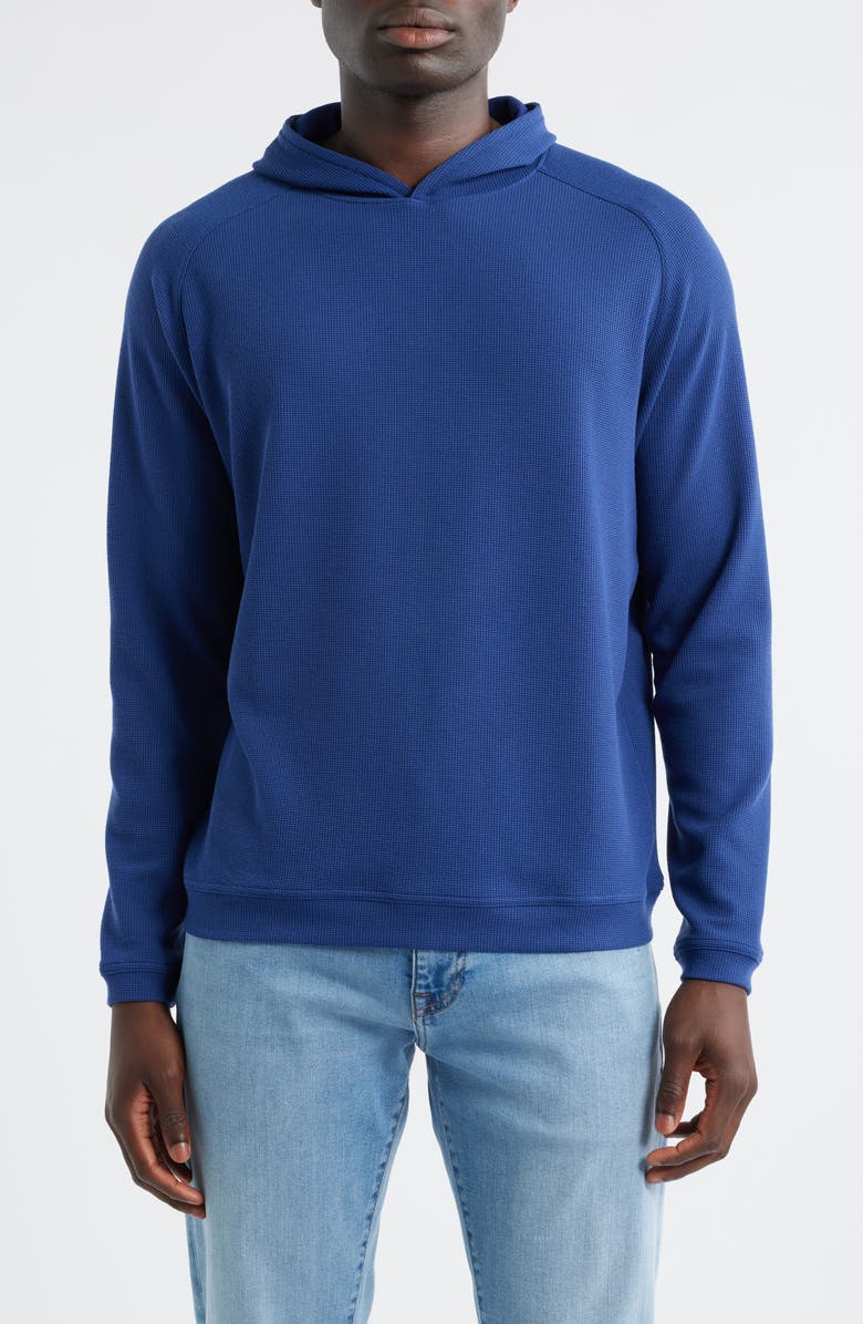 Peter Millar Pine Waffle Performance Hoodie, Main, color, Sport Navy