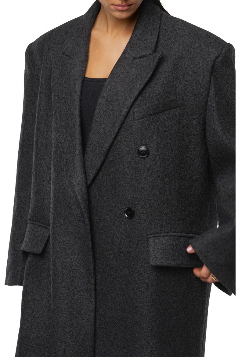Double Breasted Wool Blend Coat, Alternate, color, BLACK
