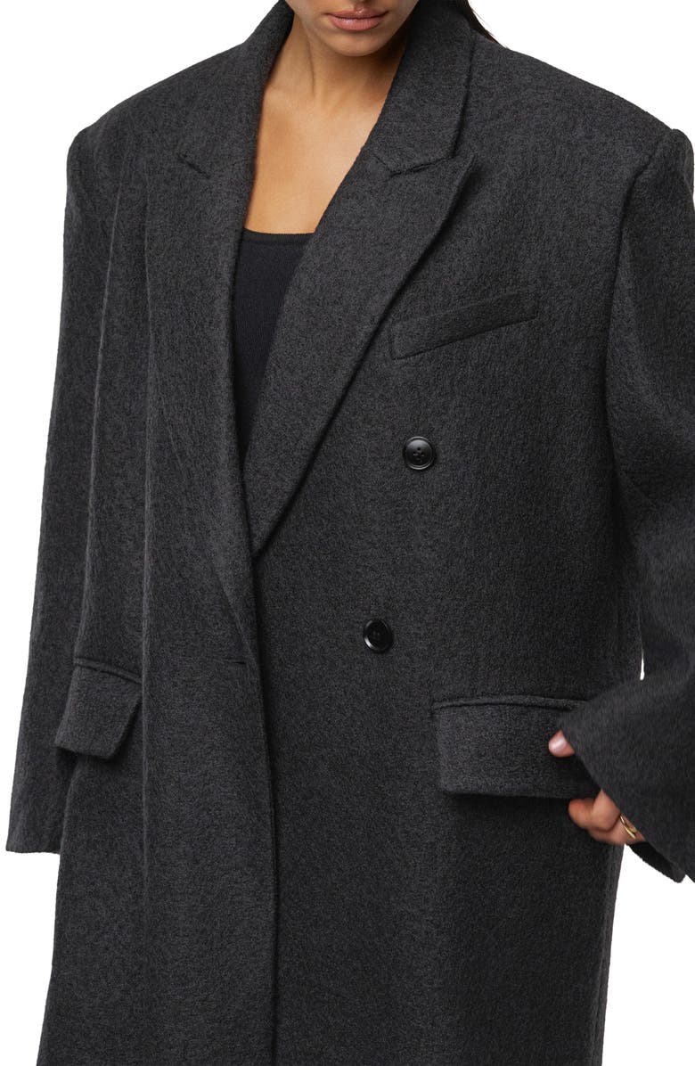 JLUXLABEL Double Breasted Wool Blend Coat, Alternate, color, Black