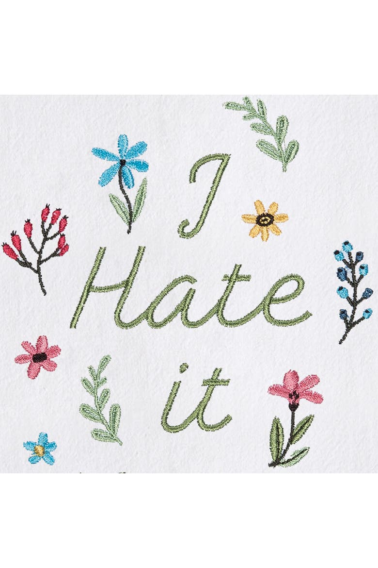 Hate It Here Kitchen and Bathroom Embroidered Hand Towel, Alternate, color, Green