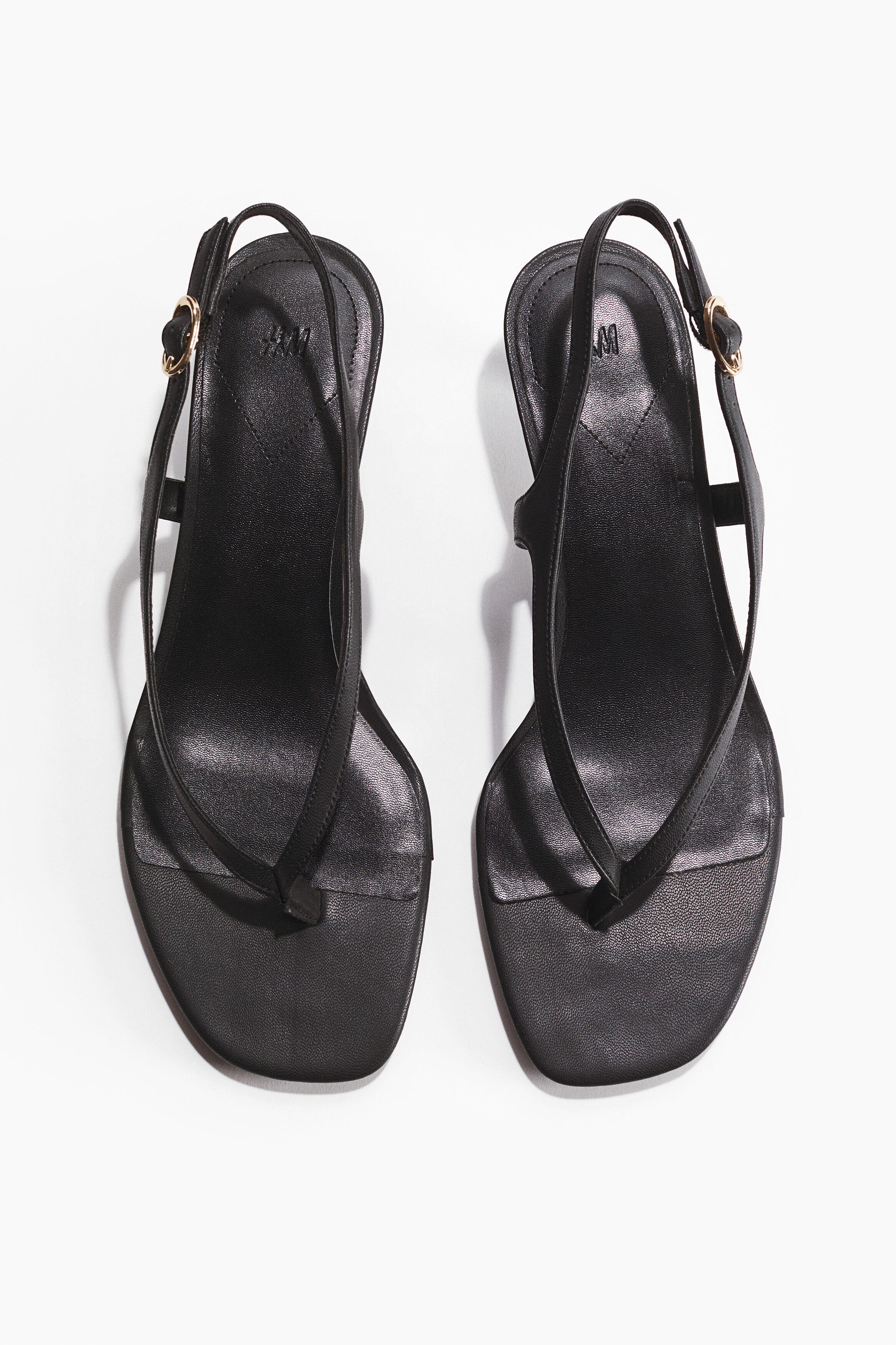 H&M Kitten-heeled Sandals, Alternate, color, Black