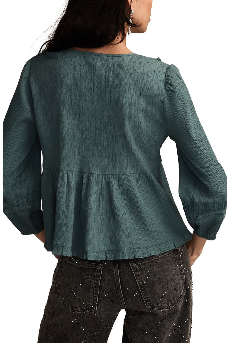 Lace Accent Cotton Peplum Top, Alternate, color, STORMY WEATHER