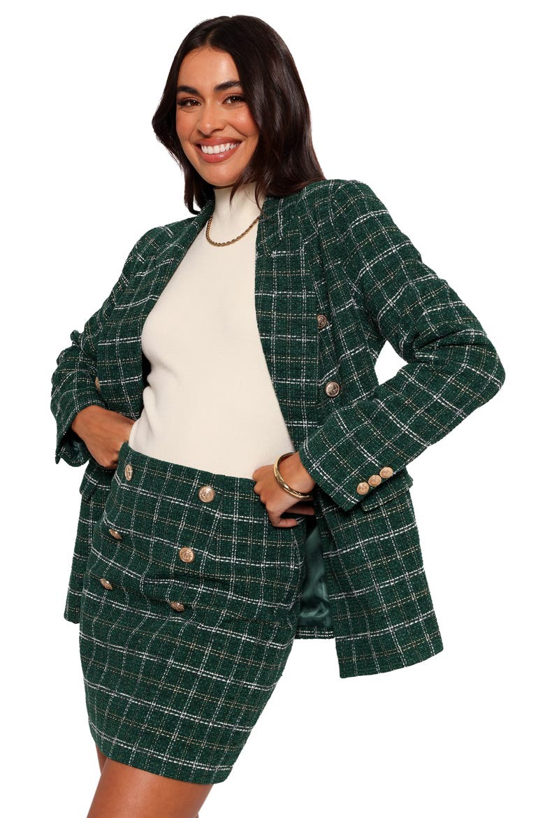 Jules Plaid Double Breasted Twill Blazer, Alternate, color, GREEN