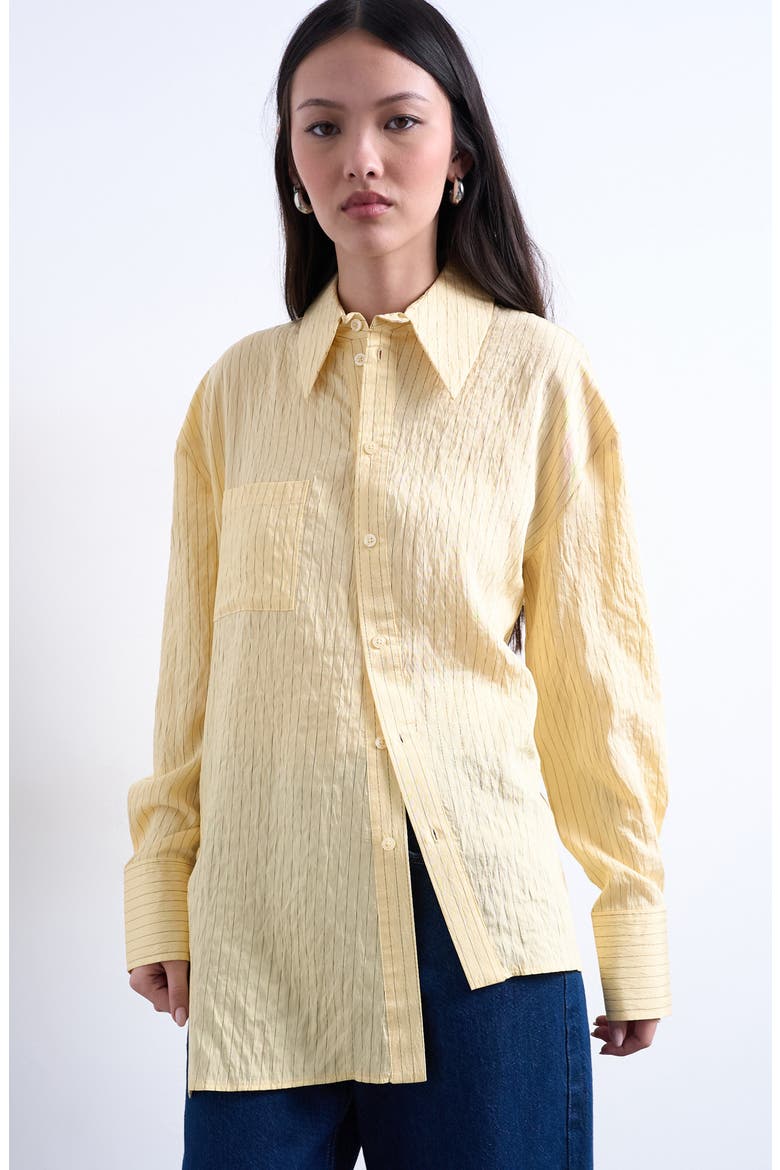 Asymmetric Placket Button-Up Shirt, Main, color, YELLOW