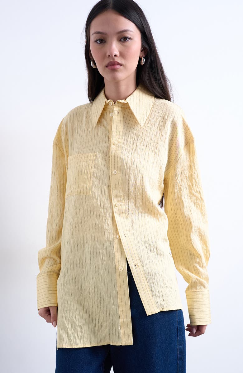 Topshop Asymmetric Placket Button-Up Shirt, Main, color, Yellow