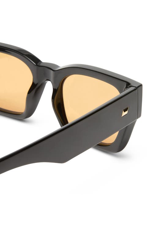 Le Specs Shmood 52mm Rectangular Sunglasses In Black/amber Tint
