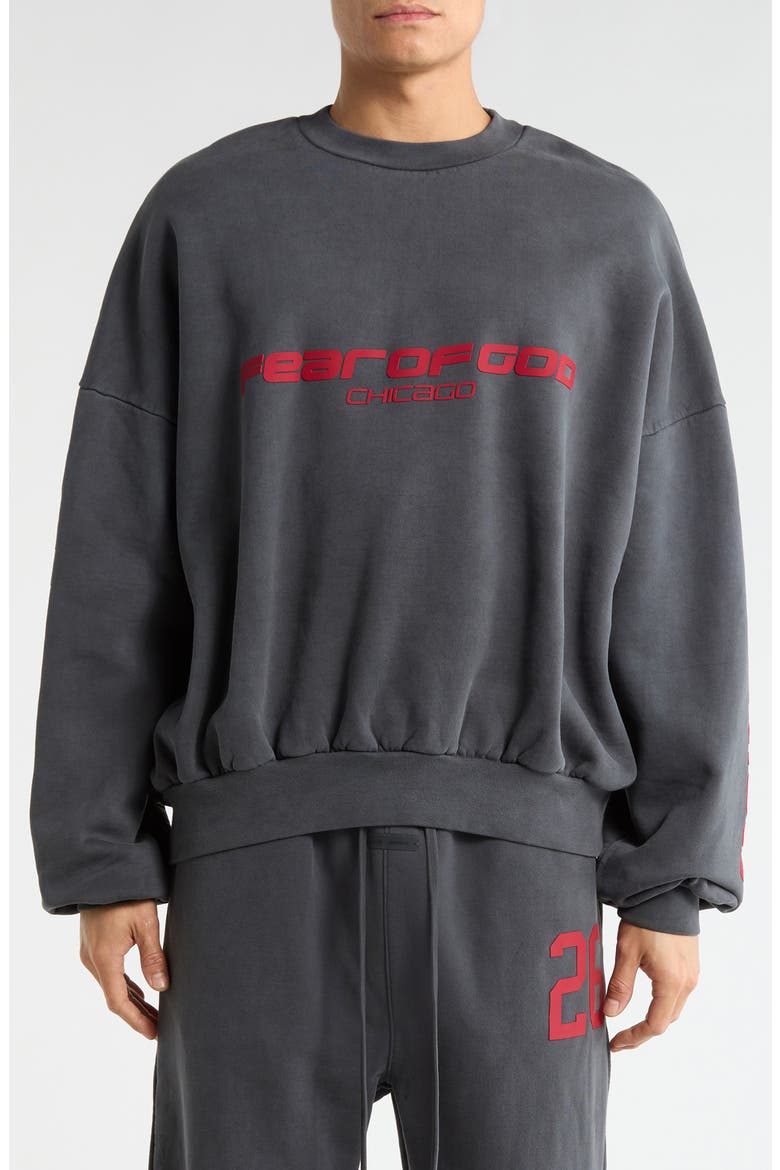 Logo Graphic Relaxed Fit Crop Sweatshirt, Main, color, IRON GREY