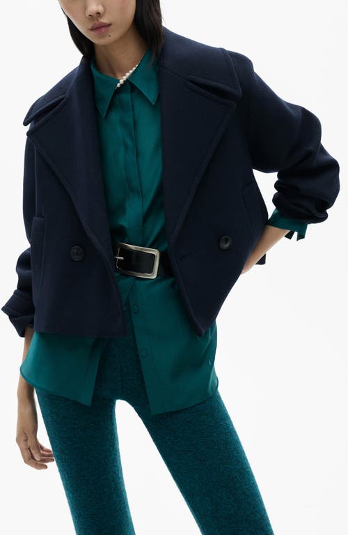 Mango Flare Knit Pants In Petrol Blue