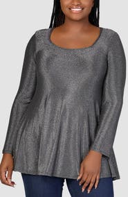 24seven Comfort Apparel Metallic Tunic Top