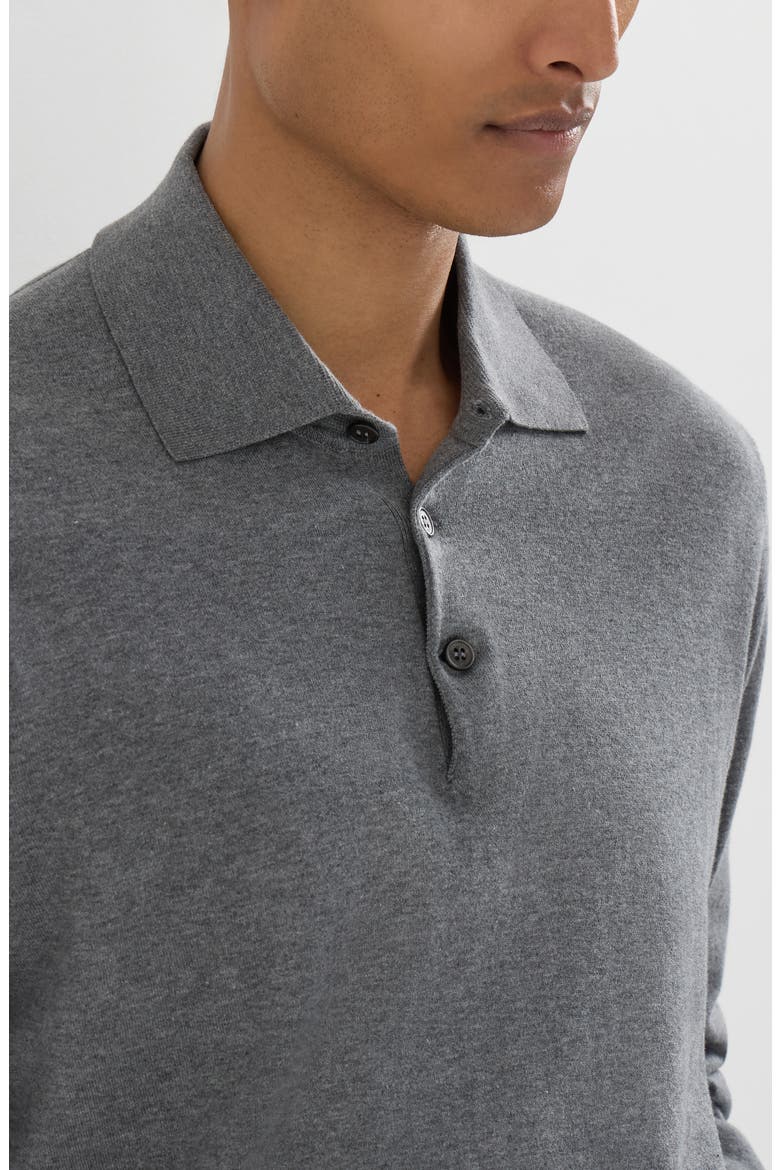 Cotton lightweight knit polo shirt, Alternate, color, Dark Grey