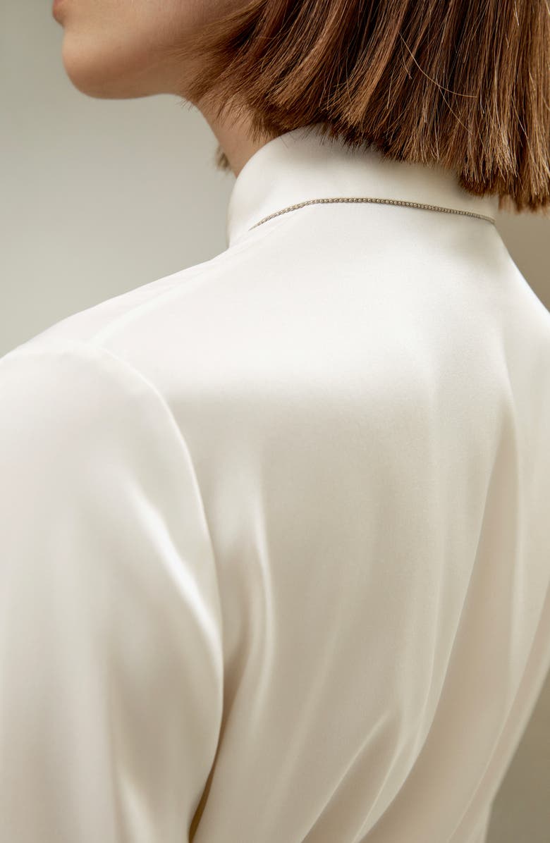 Lilysilk Beaded Chain Silk Shirt for Women, Alternate, color, Pearl White