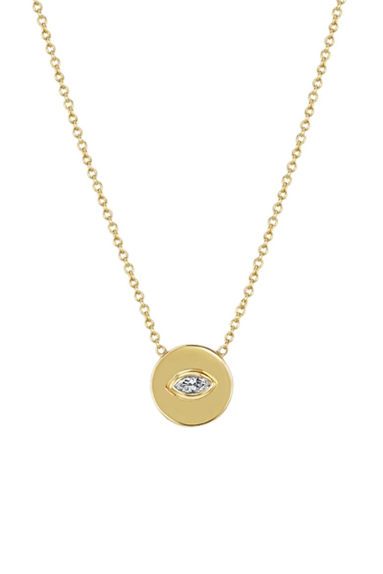 Marquise Diamond Coin Pendant Necklace, Main, color, 14K YELLOW GOLD