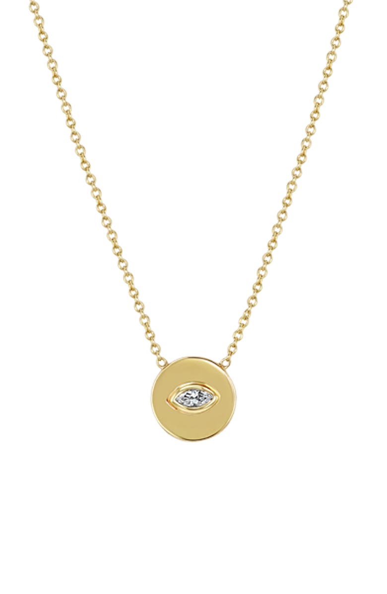 Zoë Chicco Marquise Diamond Coin Pendant Necklace, Main, color, 14K Yellow Gold