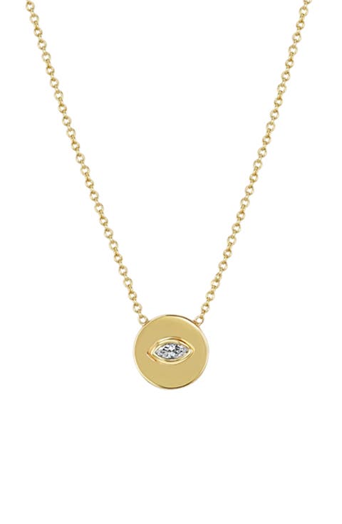 Marquise Diamond Coin Pendant Necklace