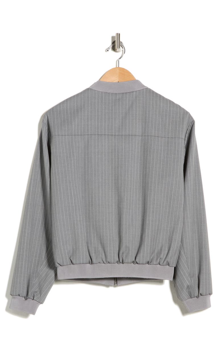 BOSS Jelansa Pinstripe Wool Bomber Jacket, Alternate, color, Grey